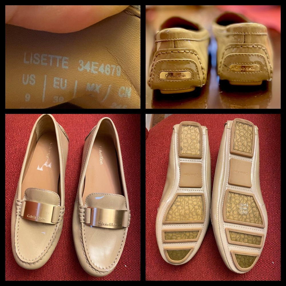 Calvin Klein nude patent leather driving moccasins size 9 worn once.